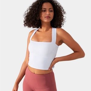 Softlyzero Airy Backless Padded Crisscross Tie Back Workout Cropped Tank Top